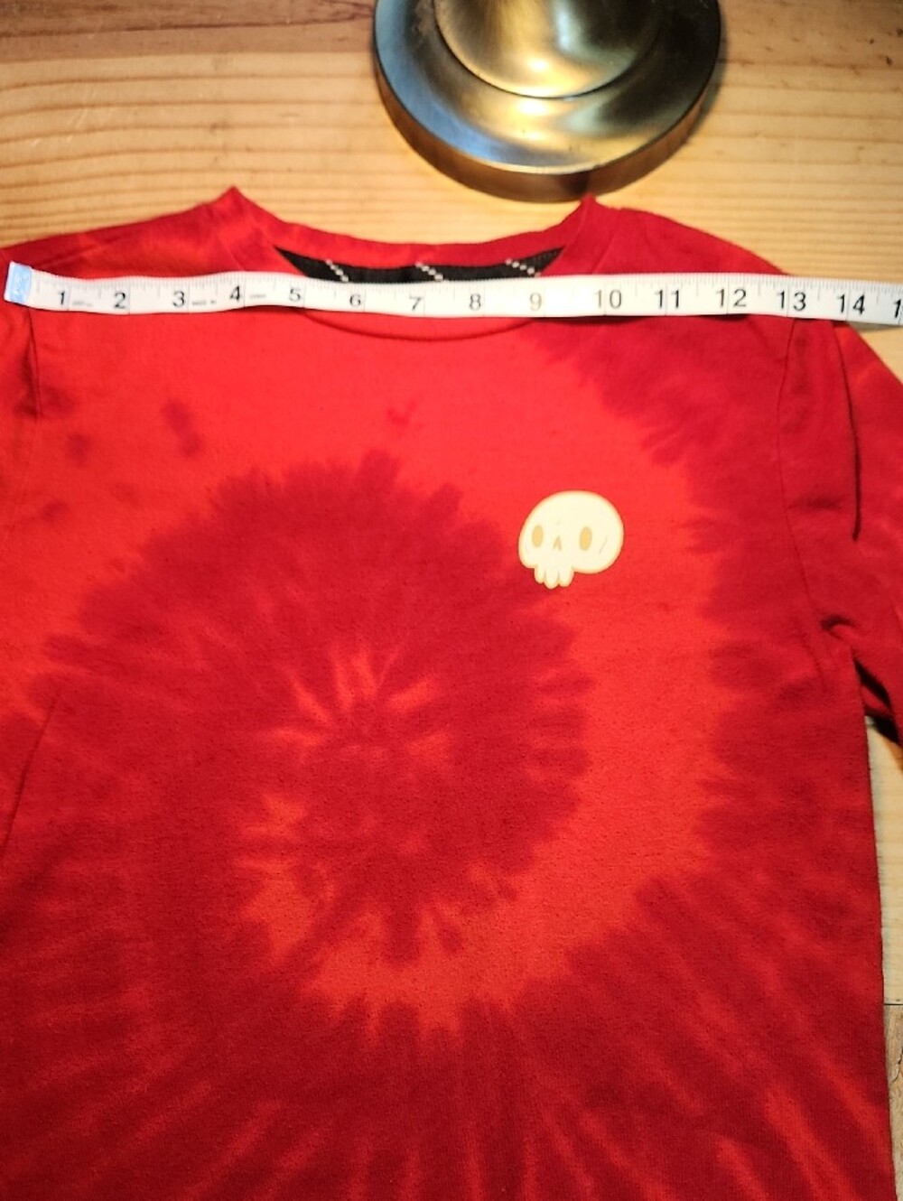 art class Red Tie-Dye Long-Sleeve Tee with Small White Skull, Sz 8-10 (M). - Picture 7 of 10